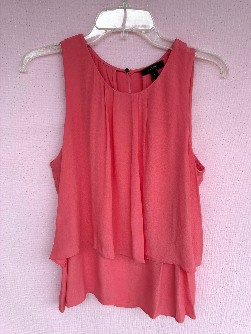 J.Crew Pink Sleeveless Layered Blouse Keyhole Back Top Size 10